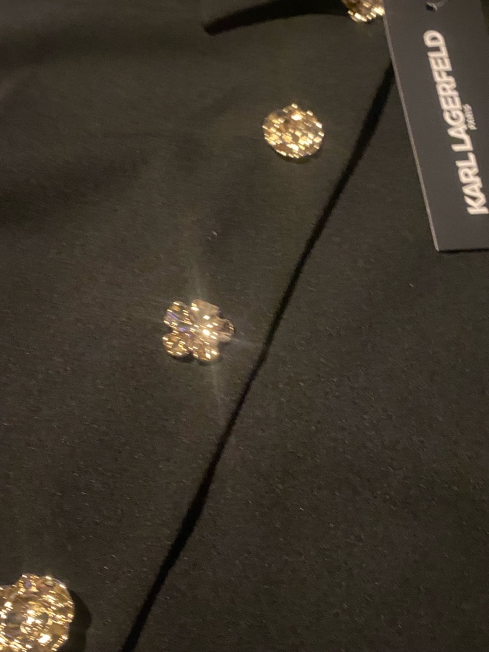 (NWT) KARL LAGERFELD- Black Sleeveless Button-Front Ruffle Hem Mini Dress 🖤 ✨ - Picture 12 of 16